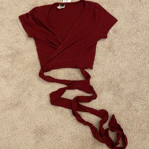 Short sleeve wrap around top